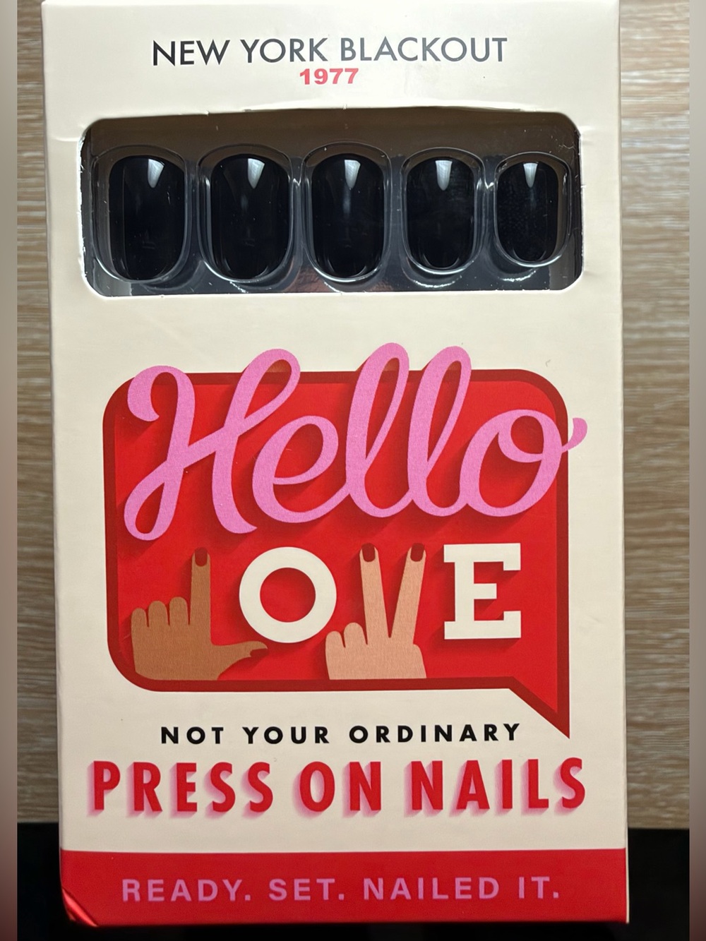 Hello Love - New York Blackout - Press On Nail Set - New! Glossy Black
